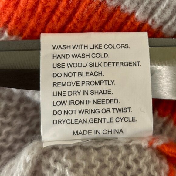 Orange Heart Pale Gray XXL Sweater Relaxed Hooded Novelty Street Style Comfy Y2K - Picture 8 of 8